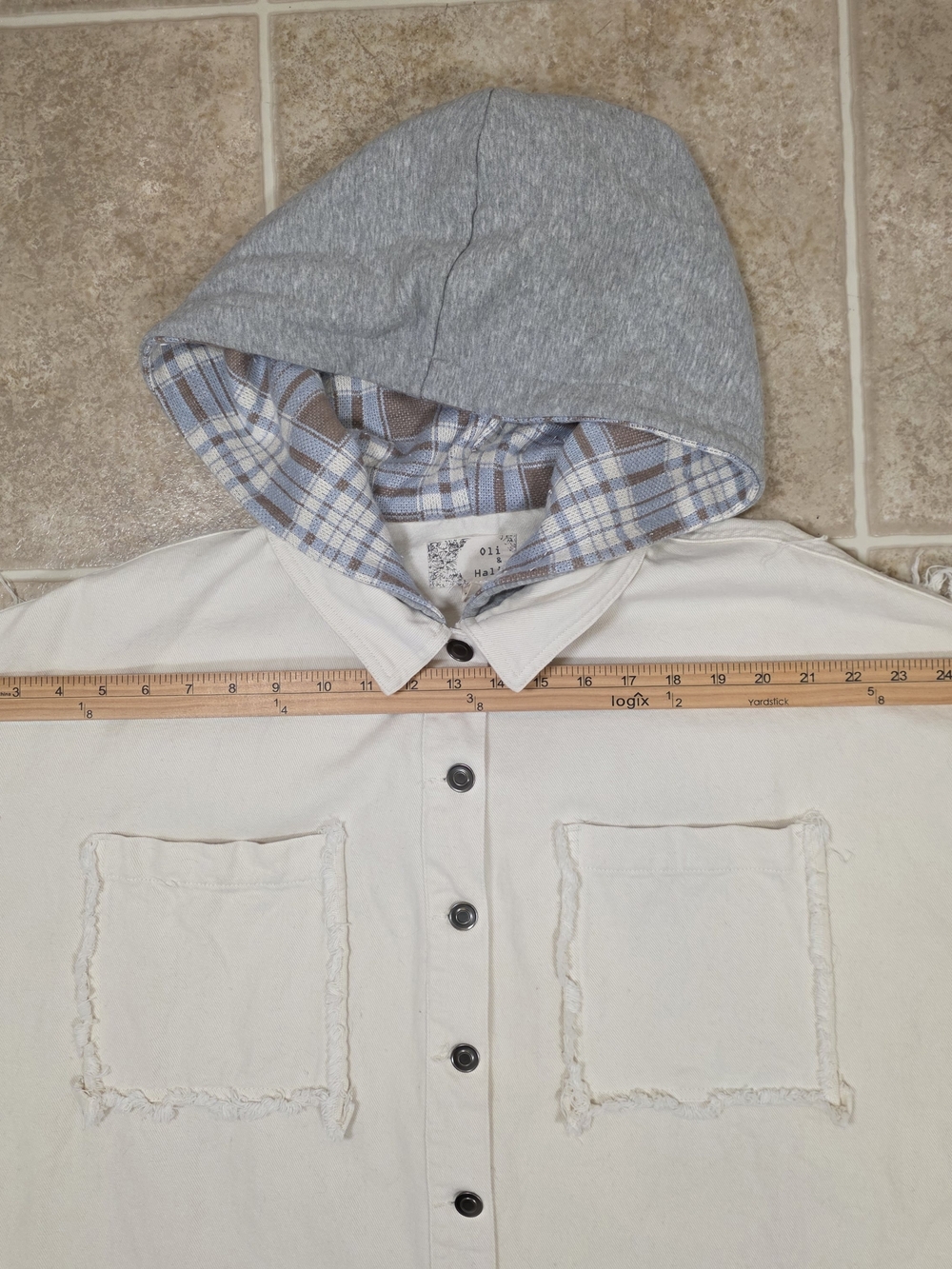 Oli & Hali Boho Fringe Hooded Jacket Oversized Shacket Large - Picture 13 of 14